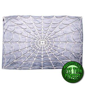 Spiderweb Glow In The Dark LESS THAN PERFECT Charcoal Gray Throw Blanket NWT